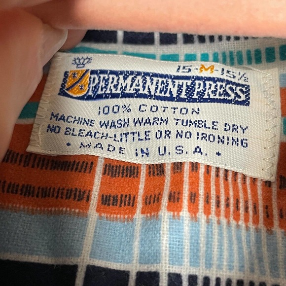 Permanent Press Medium Mens Multicolor Cotton Plaid Long Sleeve Button Up Shirt - Picture 7 of 7